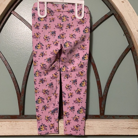 Girls’ 4T Janie and Jack Pink Floral Ponte Pants - Picture 4 of 7